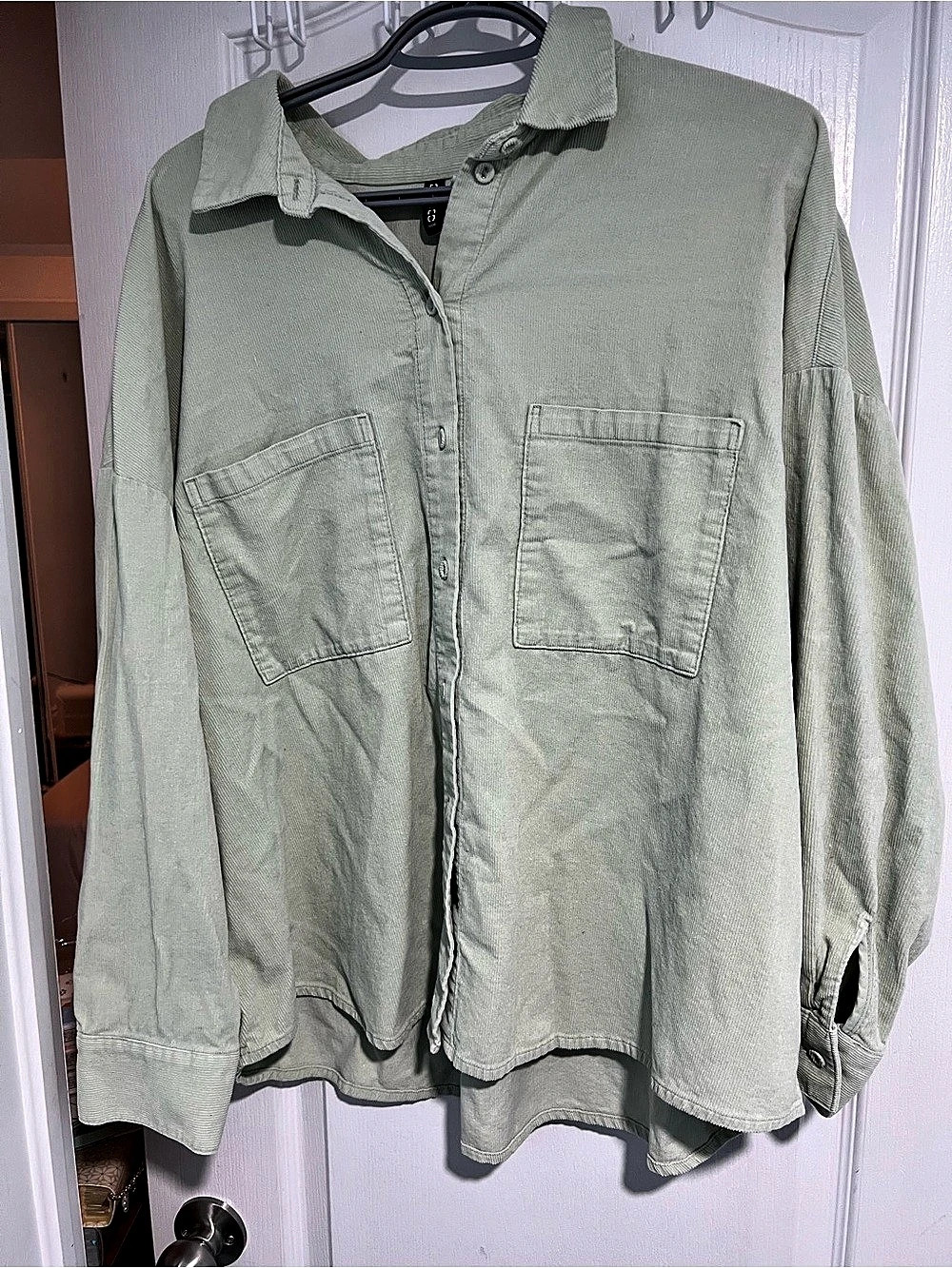 H&M Oversized Corduroy Shirt Green